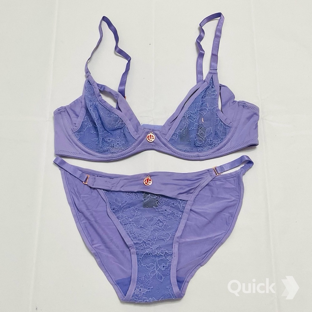 NWT Floral Lace Cutout Underwire Bra & Panties - 2 pcs Set